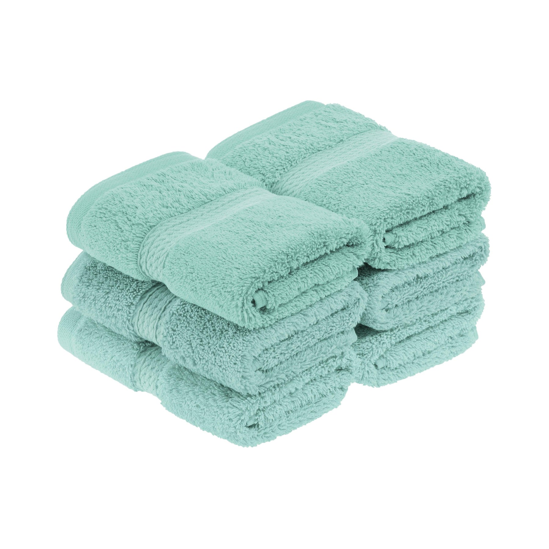 Egyptian Cotton Heavyweight 6 Piece Face Towel/ Washcloth Set - Sea Foam