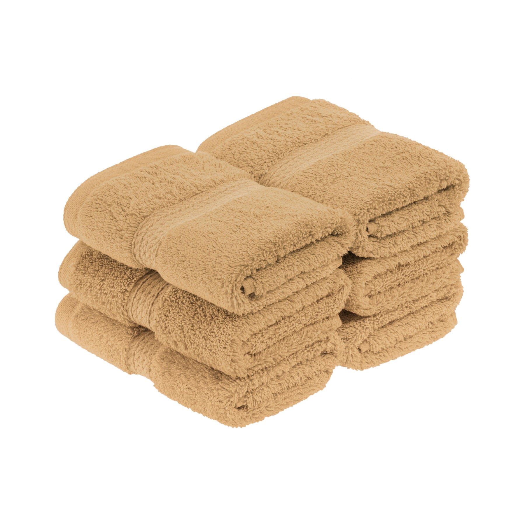 Egyptian Cotton Heavyweight 6 Piece Face Towel/ Washcloth Set - Toast