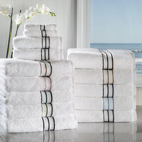 Turkish Cotton Heavyweight Ultra-Plush 6 Piece Bath Towel Set - White Black