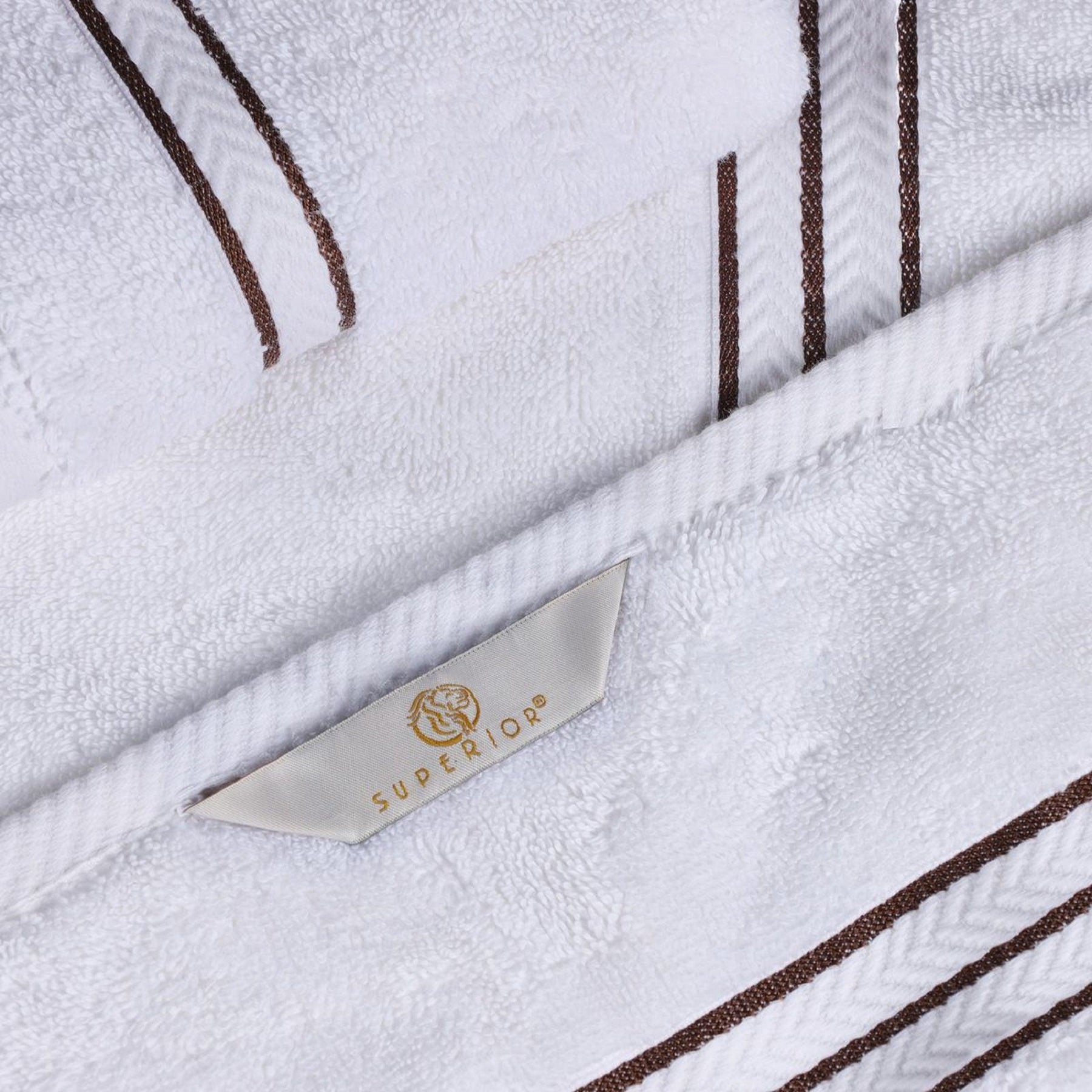  Turkish Cotton Heavyweight Ultra-Plush 6 Piece Bath Towel Set -  White-Choco