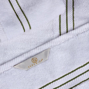  Turkish Cotton Heavyweight Ultra-Plush 6 Piece Bath Towel Set - White-Forest Green