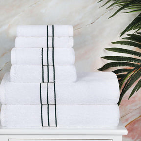  Turkish Cotton Heavyweight Ultra-Plush 6 Piece Bath Towel Set - White-Teal