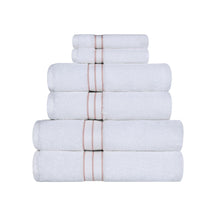  Turkish Cotton Heavyweight Ultra-Plush 6 Piece Bath Towel Set - White/Tea Rose
