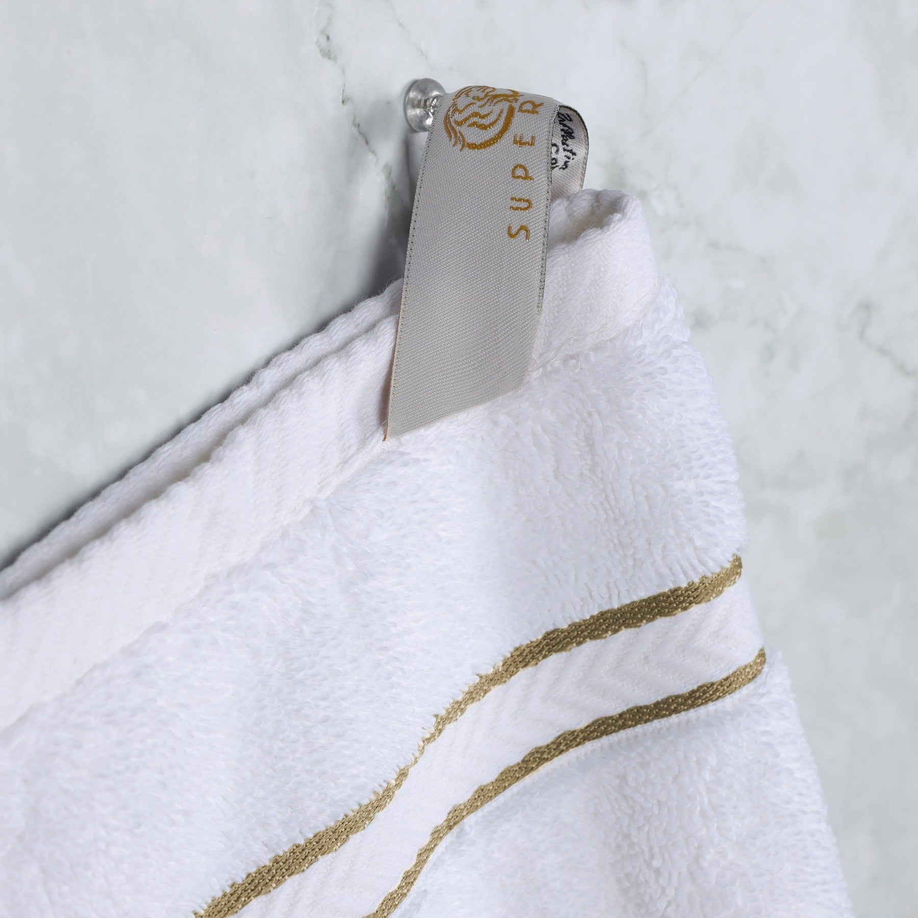  Turkish Cotton Heavyweight Ultra-Plush 6 Piece Bath Towel Set - White-Latte