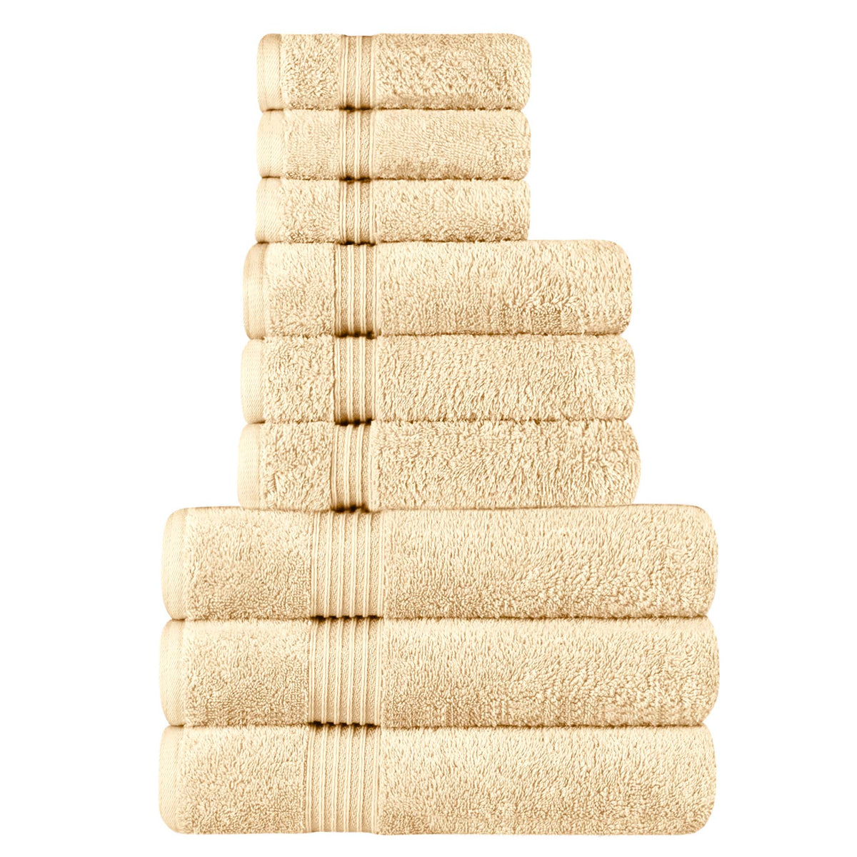 Egyptian Cotton Highly Absorbent Solid 9 Piece Ultra Soft Towel Set - Canary