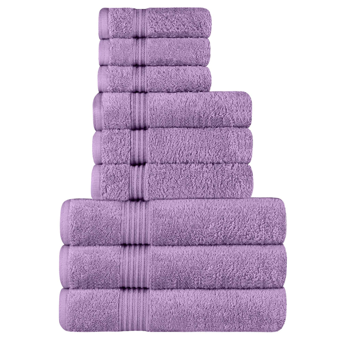 Egyptian Cotton Highly Absorbent Solid 9 Piece Ultra Soft Towel Set - Royal Purple