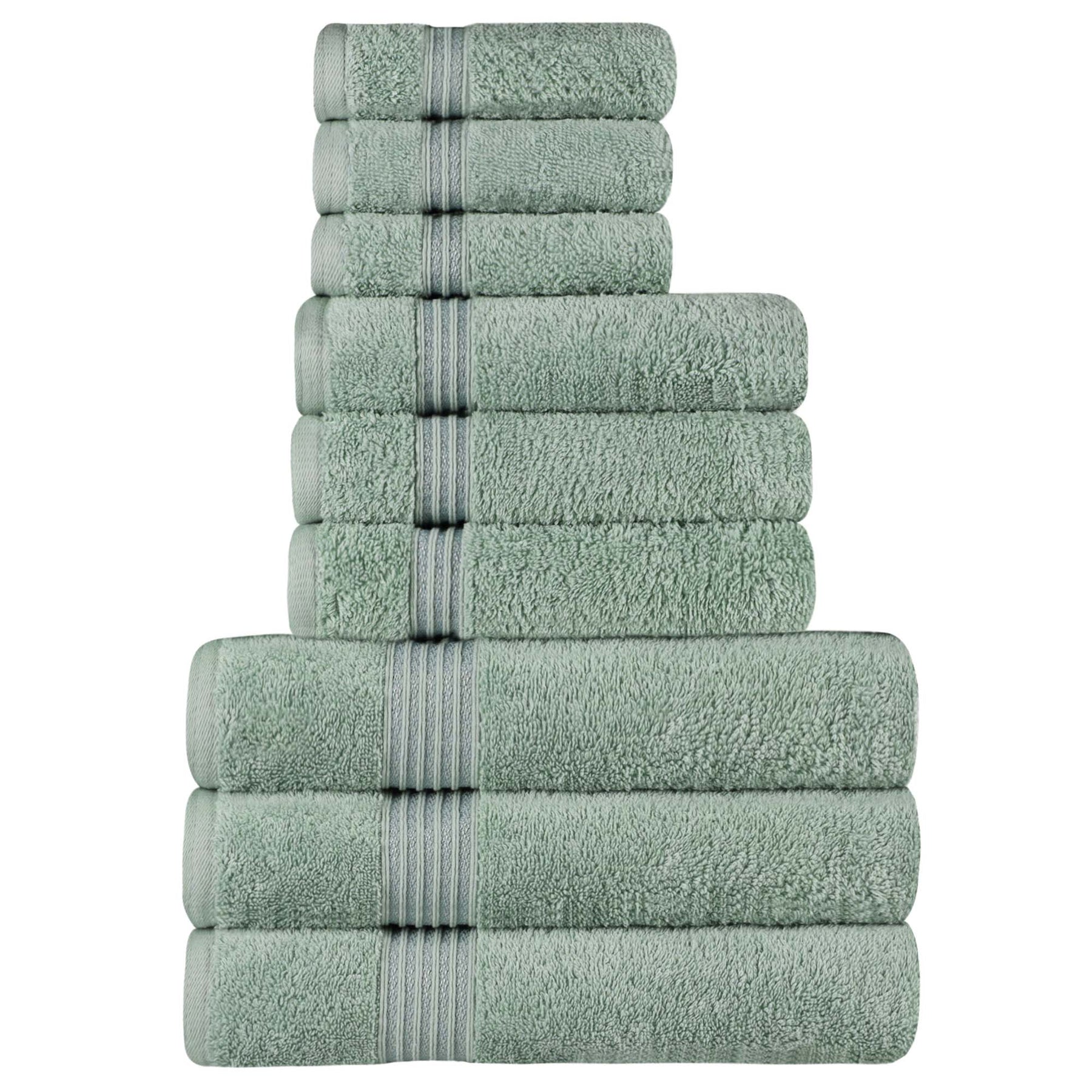 Egyptian Cotton Highly Absorbent Solid 9 Piece Ultra Soft Towel Set - Sage