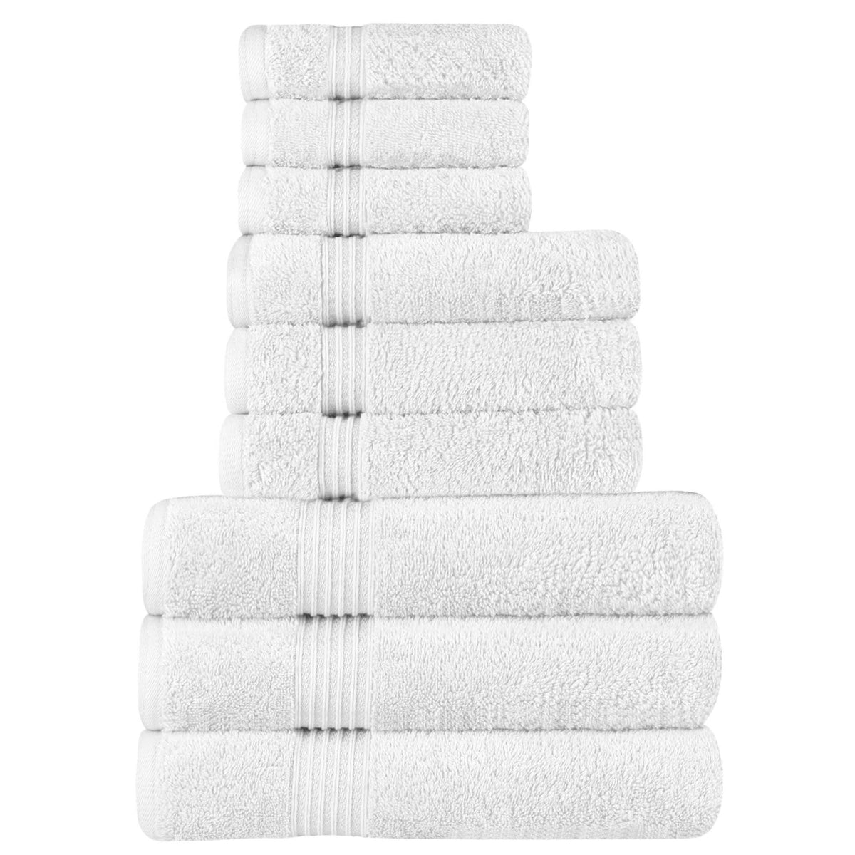 Egyptian Cotton Highly Absorbent Solid 9 Piece Ultra Soft Towel Set - White