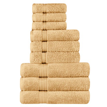 Egyptian Cotton Highly Absorbent Solid 9 Piece Ultra Soft Towel Set - Gold
