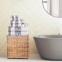 Superior Athens Cotton 8-Piece Towel Set with Greek Scroll and Floral Pattern - Ivory-Grey