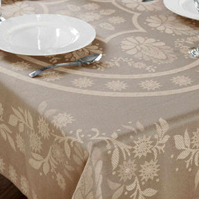 Abigail Floral Jacquard Cotton Tablecloth - Linen