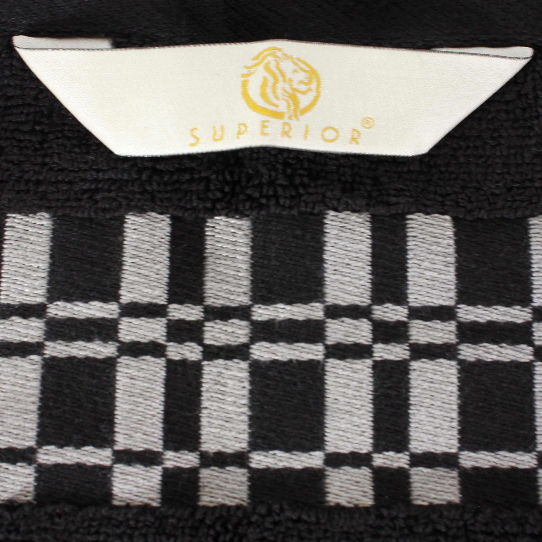  Superior Larissa Cotton 8-Piece Assorted Towel Set with Geometric Embroidered Jacquard Border - Black