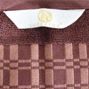  Superior Larissa Cotton 8-Piece Assorted Towel Set with Geometric Embroidered Jacquard Border - Chocolate