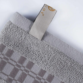  Superior Larissa Cotton 8-Piece Assorted Towel Set with Geometric Embroidered Jacquard Border - Chrome