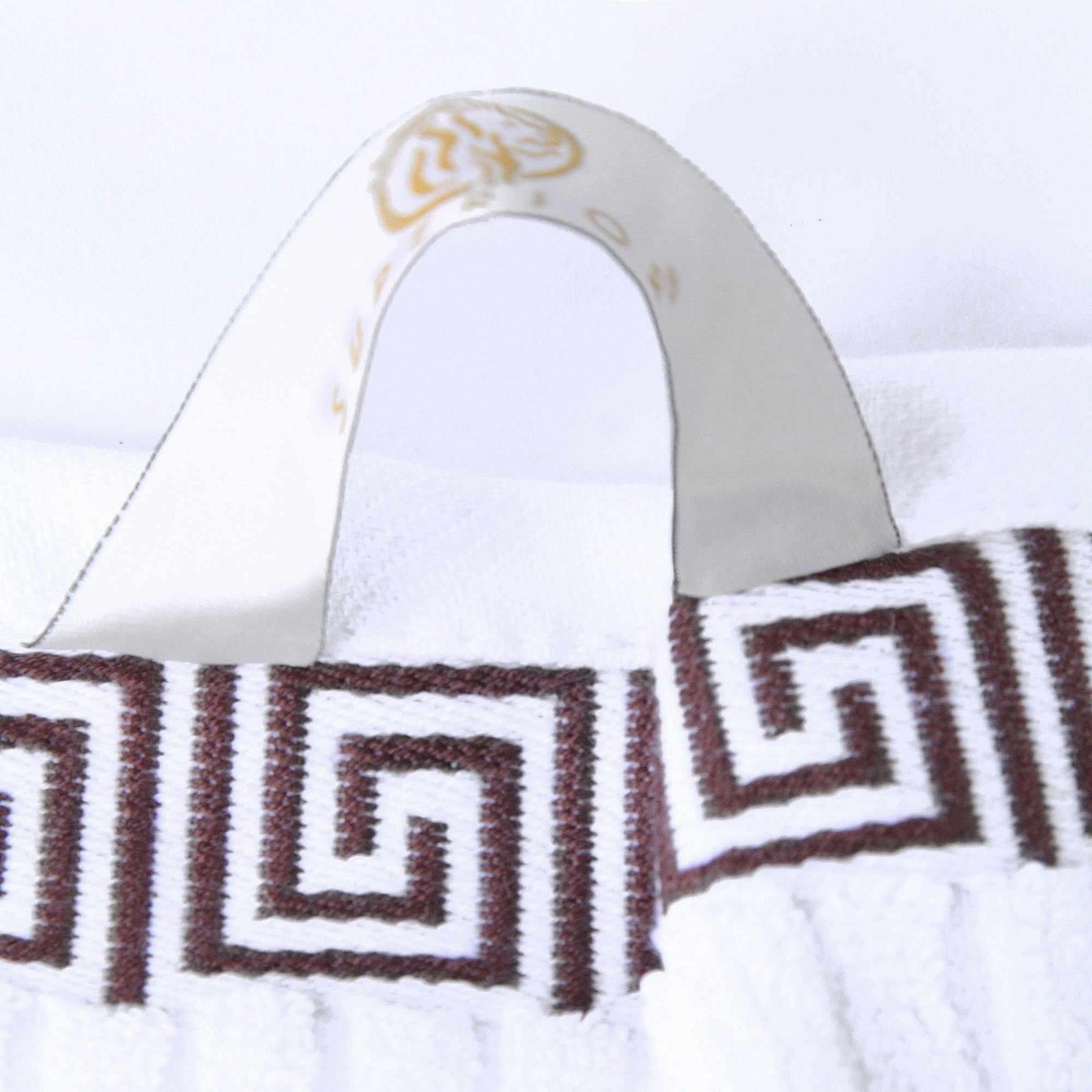 Superior Athens Cotton 8-Piece Towel Set with Greek Scroll and Floral Pattern - White-Chocolate