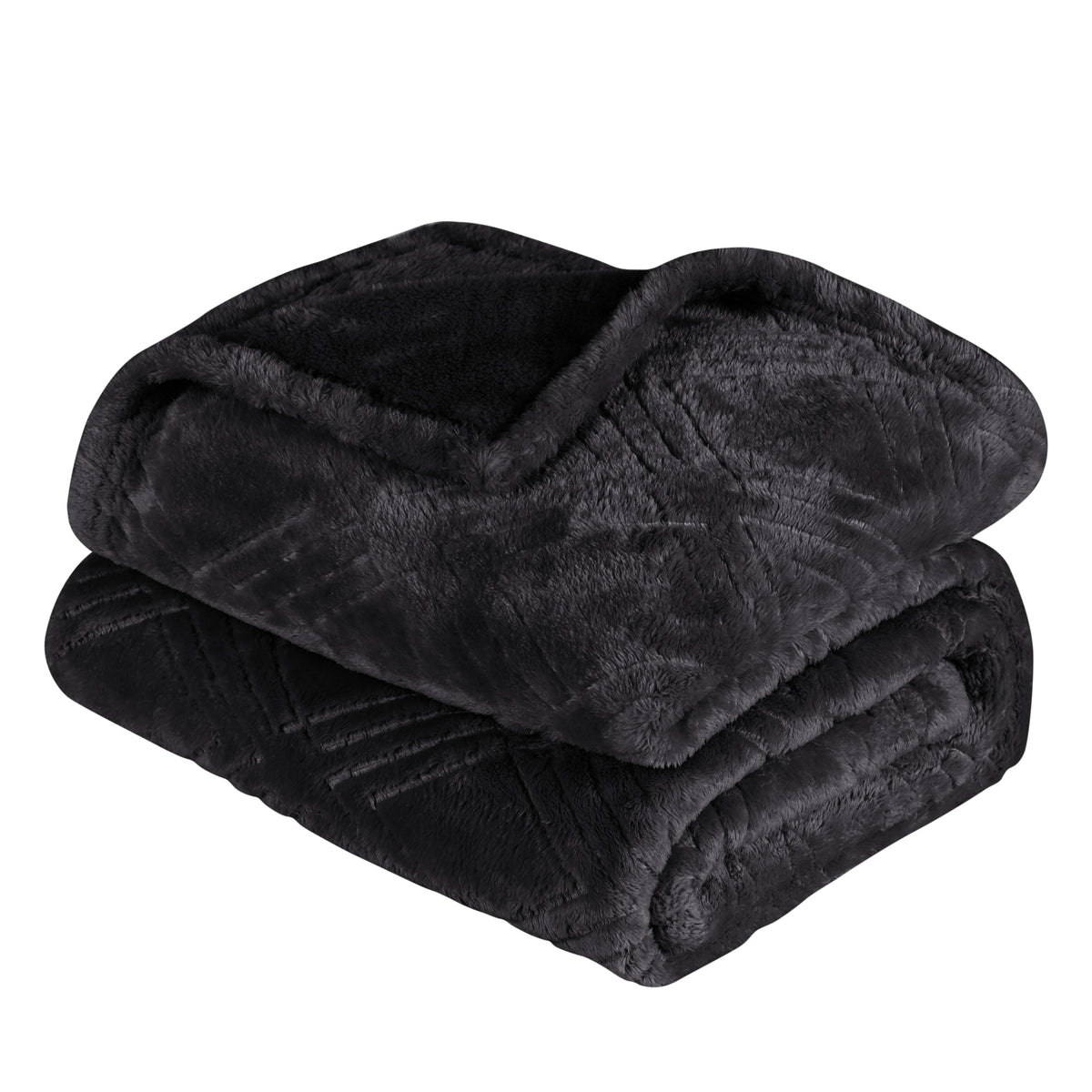 Superior Alaska Diamond Flannel Fleece Plush Ultra-Soft Blanket - Black