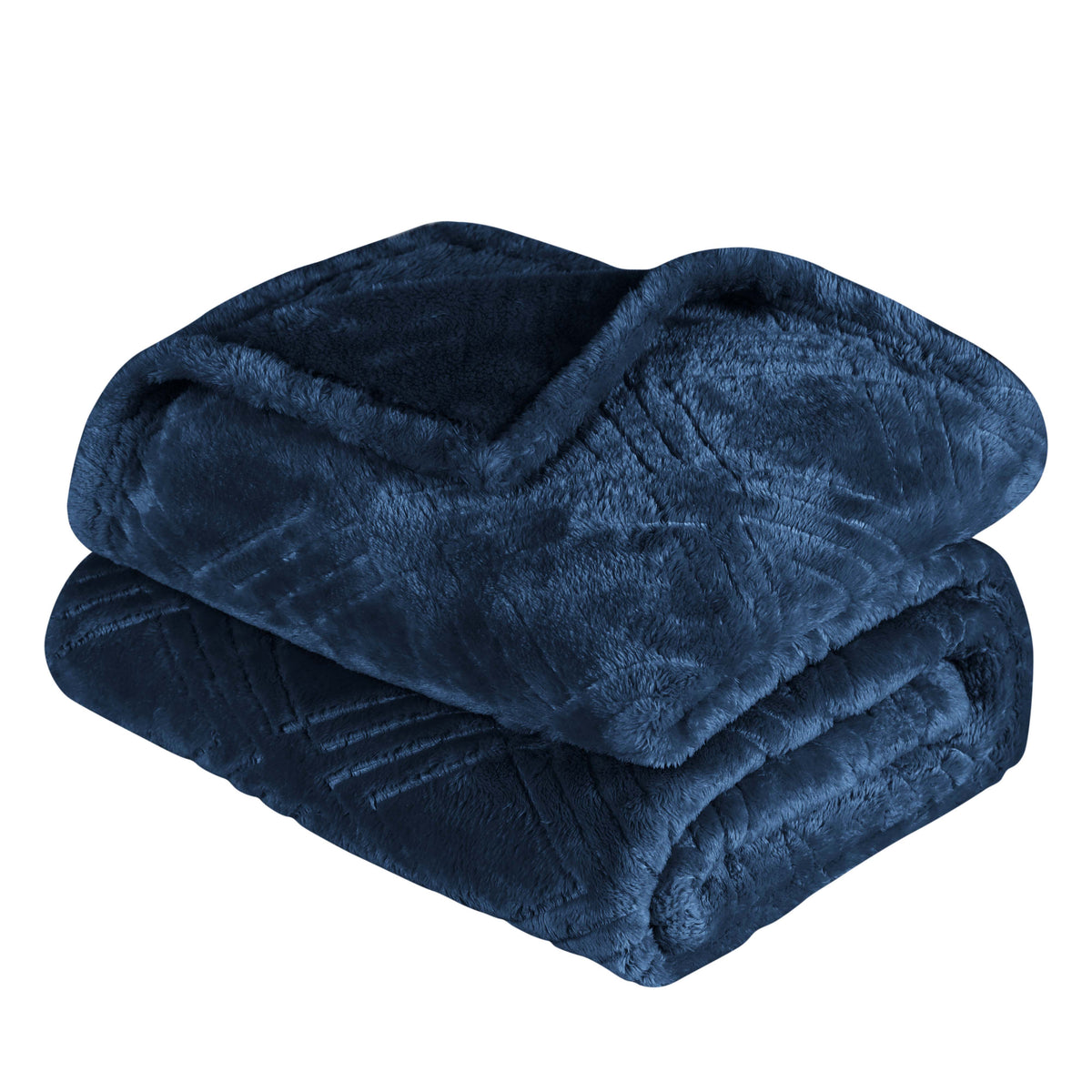 Superior Alaska Diamond Flannel Fleece Plush Ultra-Soft Blanket - Navy Blue