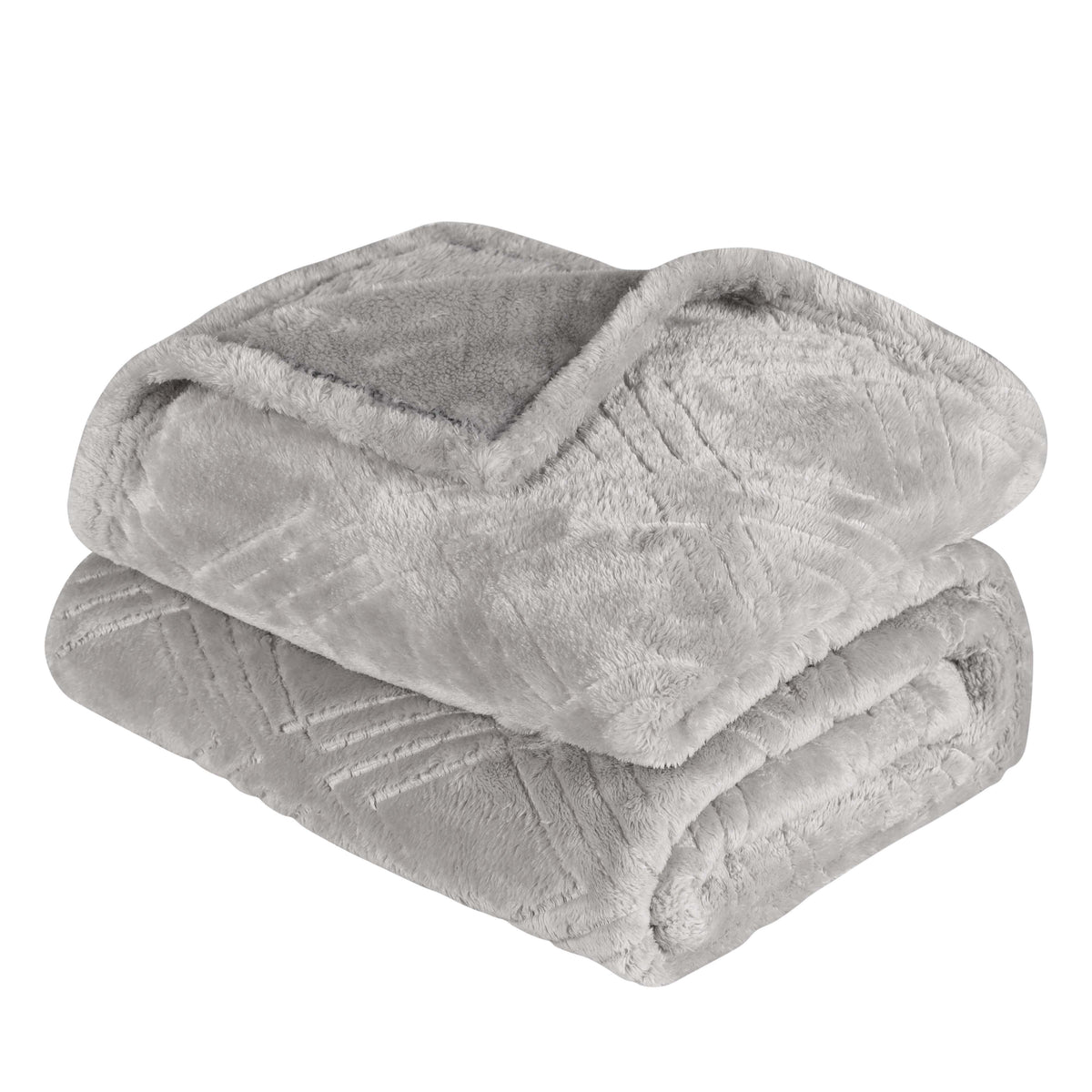 Superior Alaska Diamond Flannel Fleece Plush Ultra-Soft Blanket - Platinum