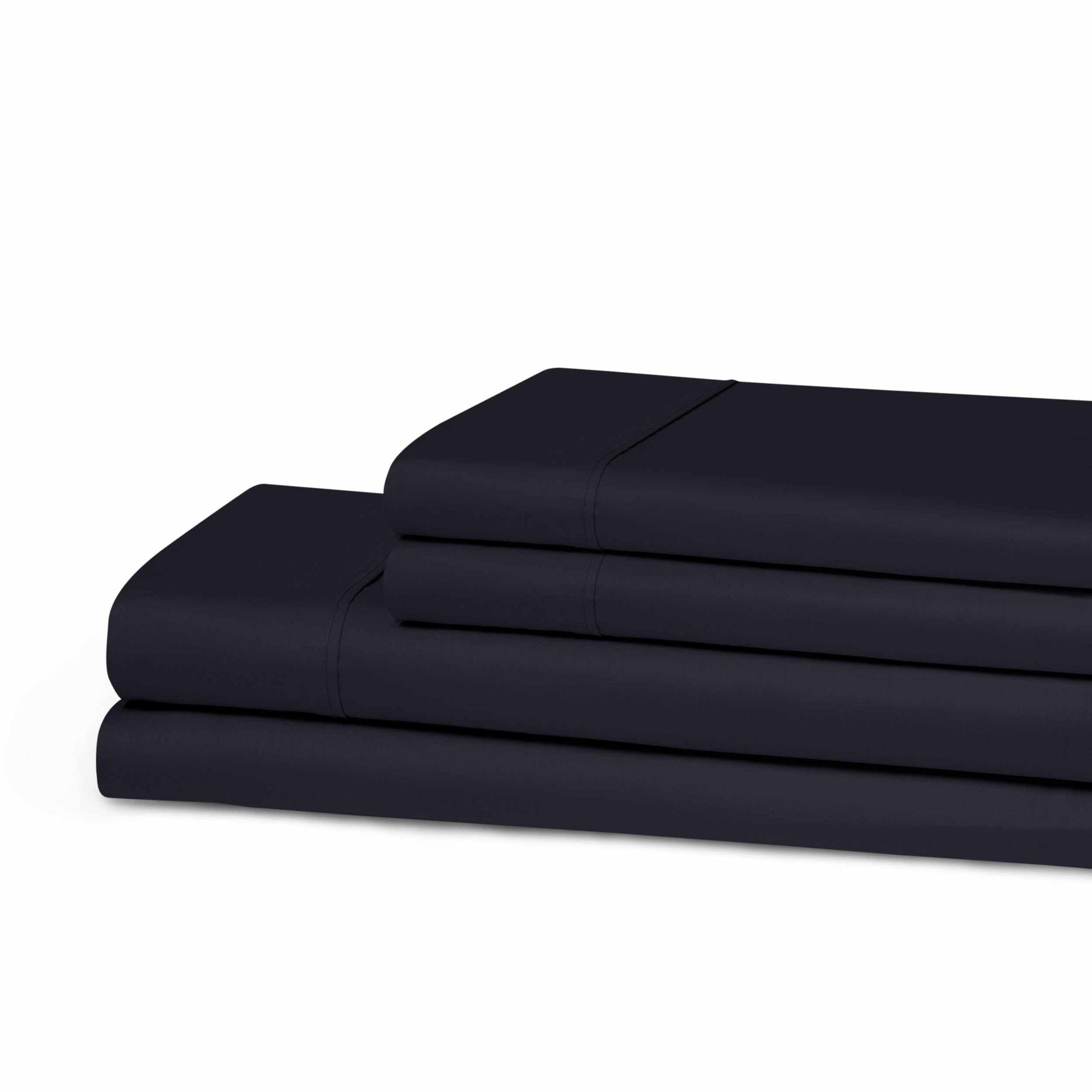 Superior 300 Thread Count Cotton Breathable Deep Pocket Solid Bed Sheet Set - Navy Blue