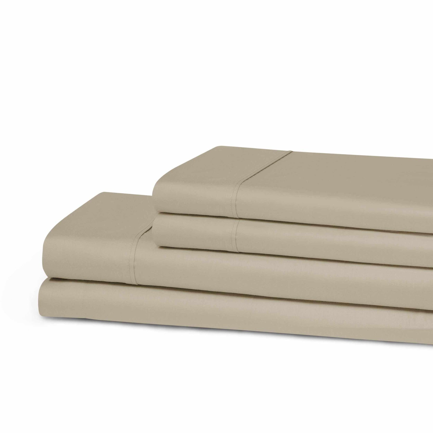 Superior 300 Thread Count Cotton Breathable Deep Pocket Solid Bed Sheet Set - Tan