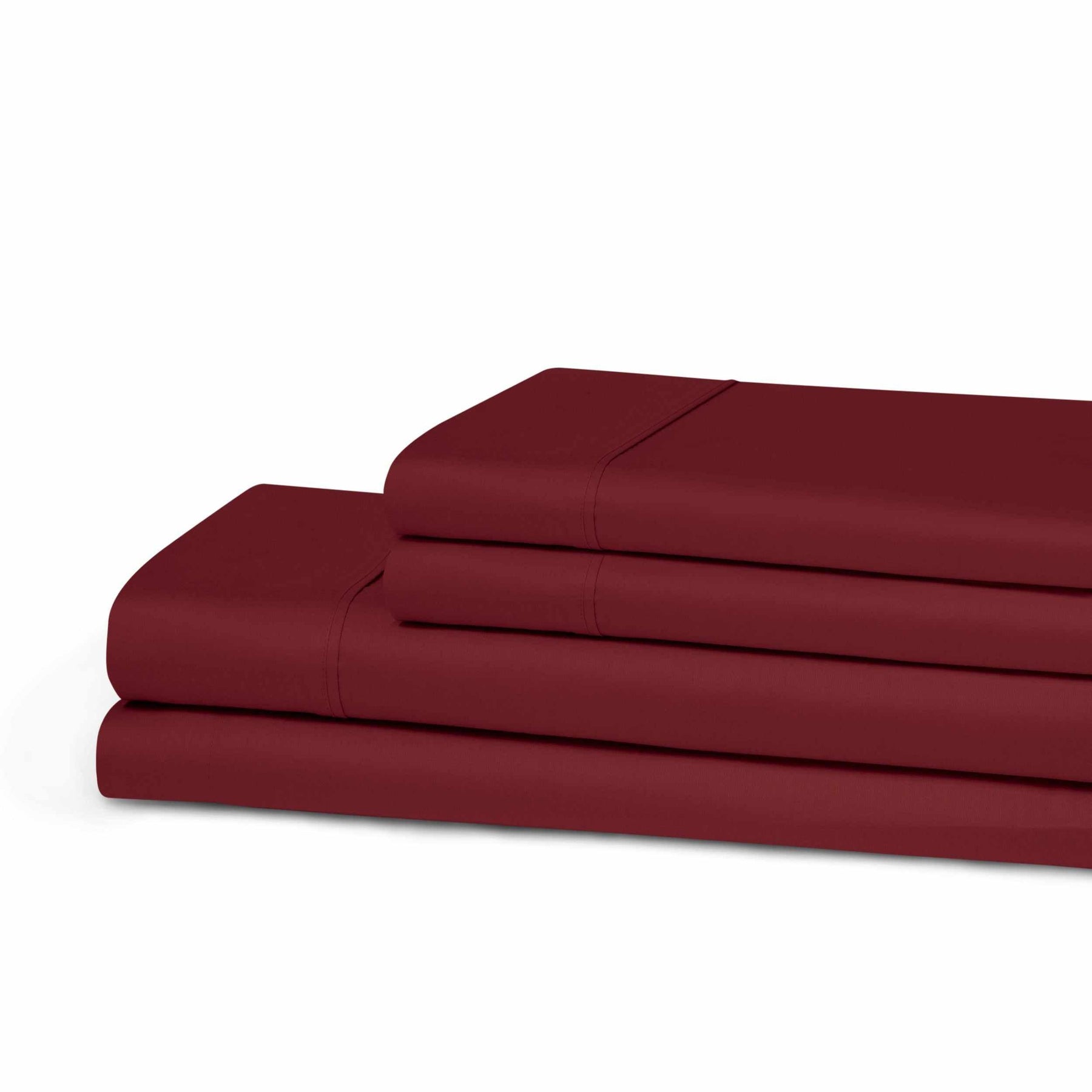 Superior 300 Thread Count Cotton Breathable Deep Pocket Solid Bed Sheet Set - Burgundy