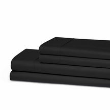 Superior 300 Thread Count Cotton Breathable Deep Pocket Solid Bed Sheet Set - Black
