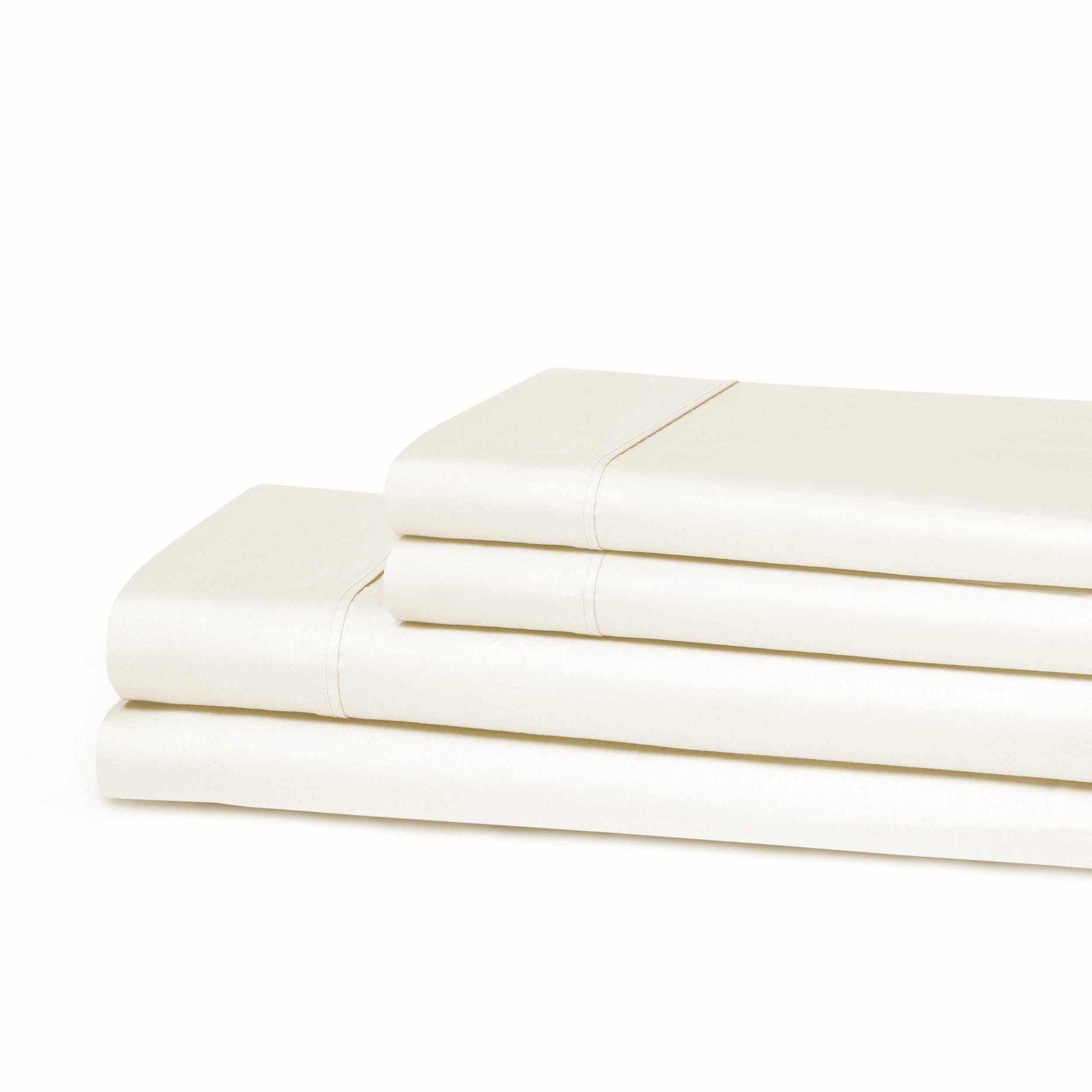 Superior 300 Thread Count Cotton Breathable Deep Pocket Solid Bed Sheet Set - Ivory