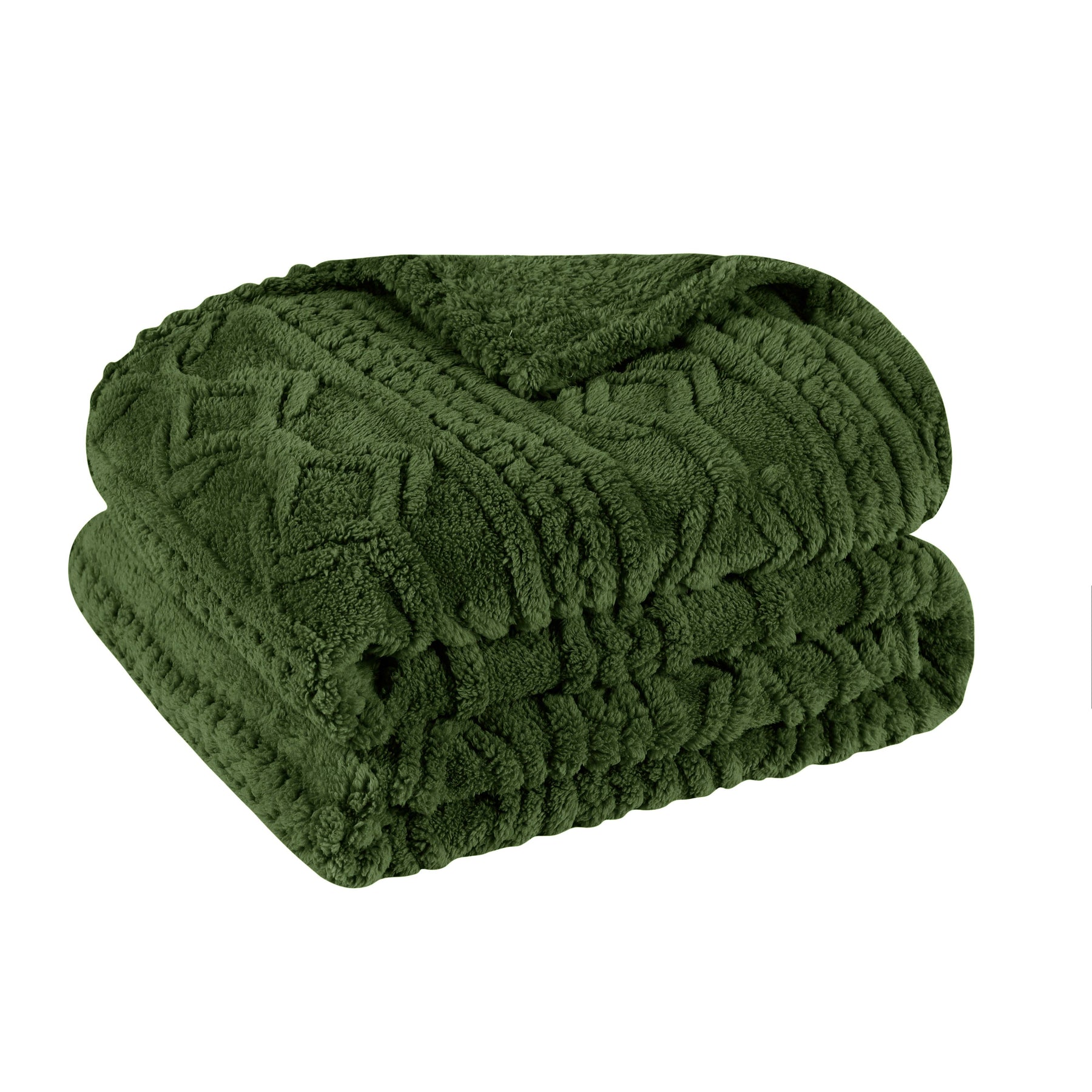 Superior Arctic Boho Knit Jacquard Fleece Plush Fluffy Blanket - Green