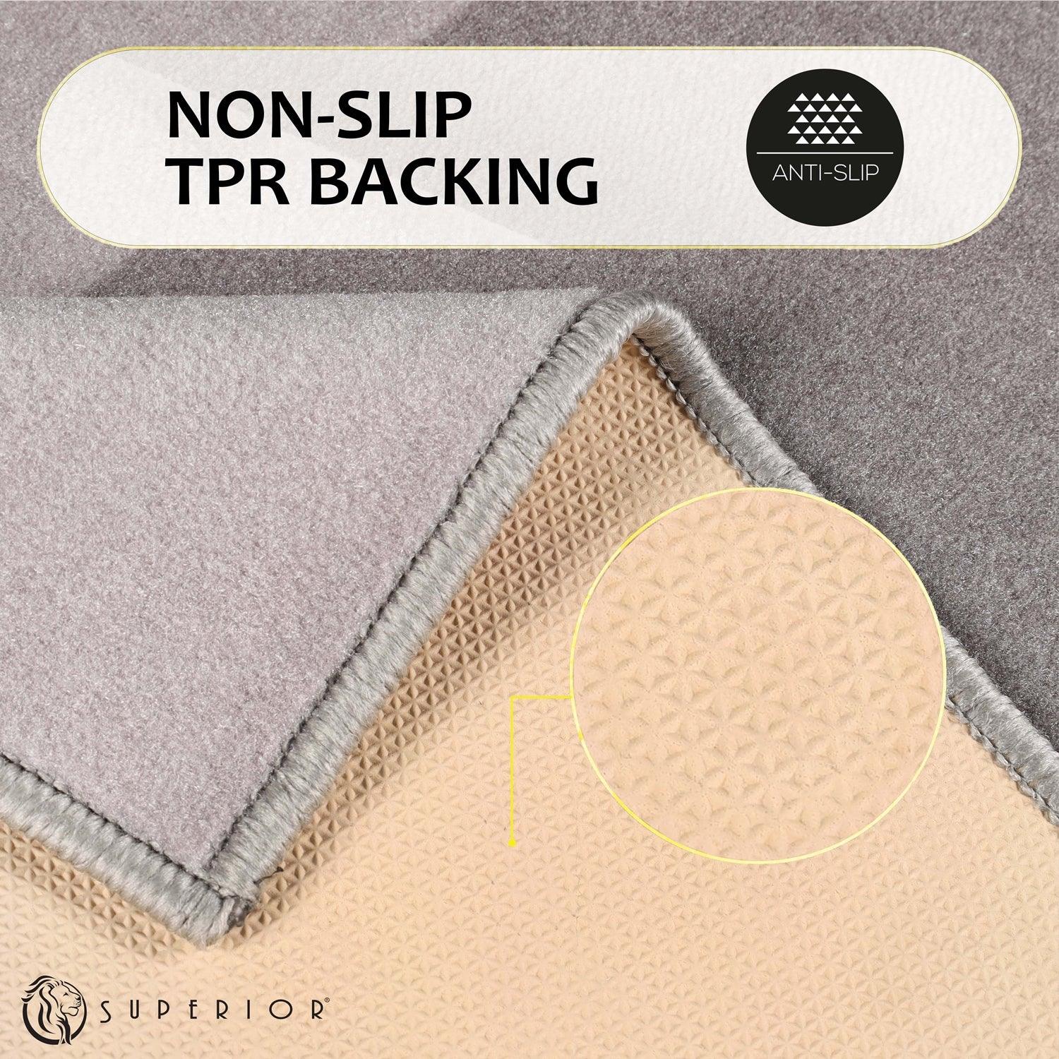 Superior Rome Non-Slip Machine Washable Bath Mat Set ,Cream