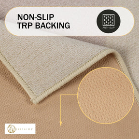 Superior Troy Solid Non-Slip Machine Washable Kitchen Mat Set - Cream