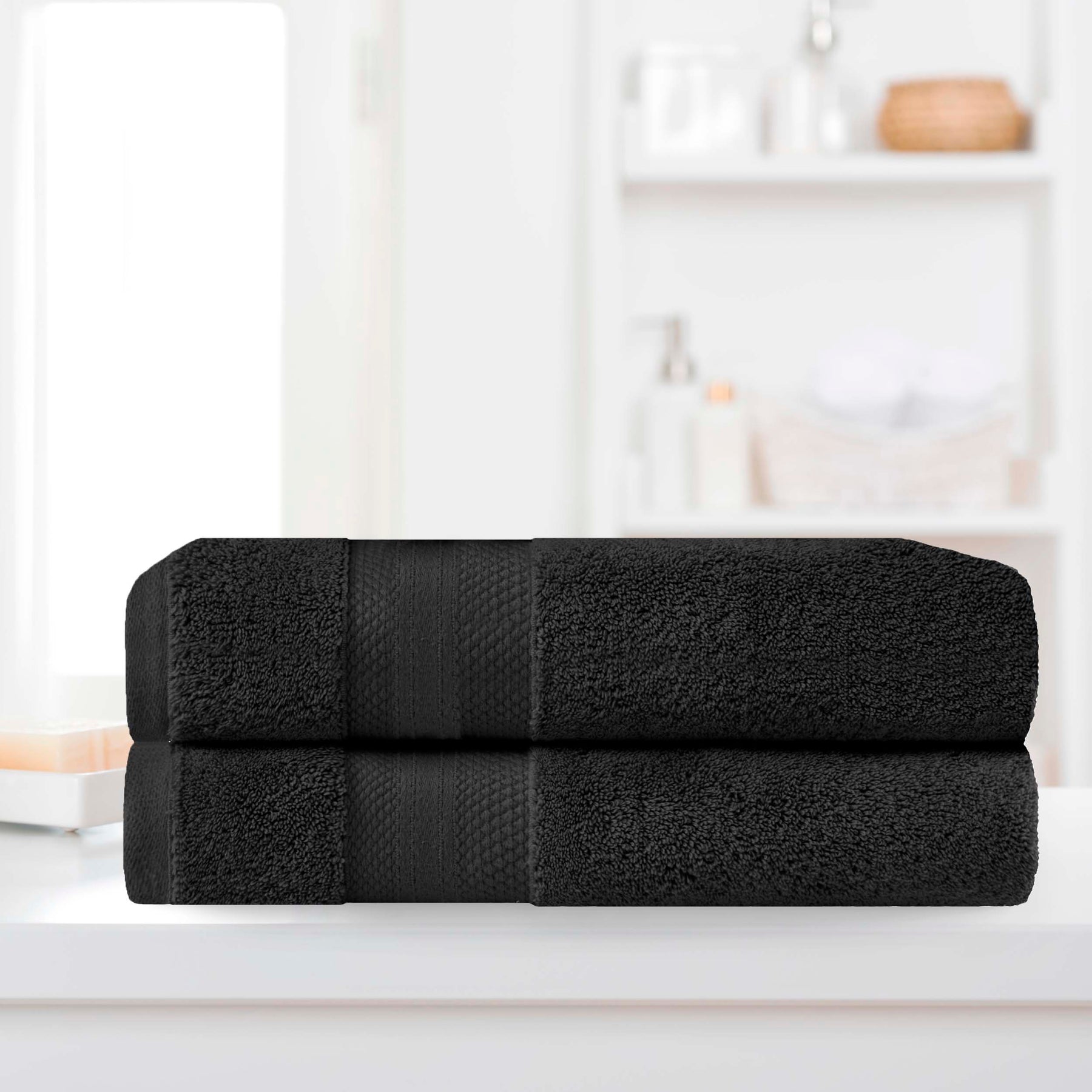 Superior Premium Turkish-Cotton Assorted Towel Set - Black