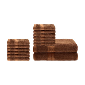 Ultra-Soft Hypoallergenic Rayon from Bamboo Cotton Blend Bath and Face Towel Set - Cocoa