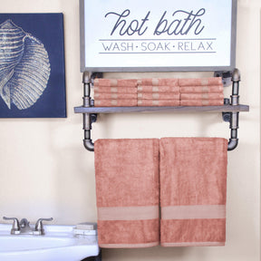  Ultra-Soft Hypoallergenic Rayon from Bamboo Cotton Blend Bath and Face Towel Set -  Salmon