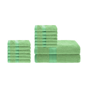 Ultra-Soft Hypoallergenic Rayon from Bamboo Cotton Blend Bath and Face Towel Set - Spring Green