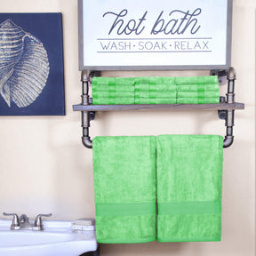  Ultra-Soft Hypoallergenic Rayon from Bamboo Cotton Blend Bath and Face Towel Set -  Spring Green