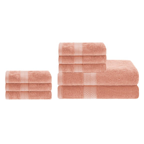 Ultra-Soft Hypoallergenic Rayon from Bamboo Cotton Blend Bath and Hand Towel Set - Salmon
