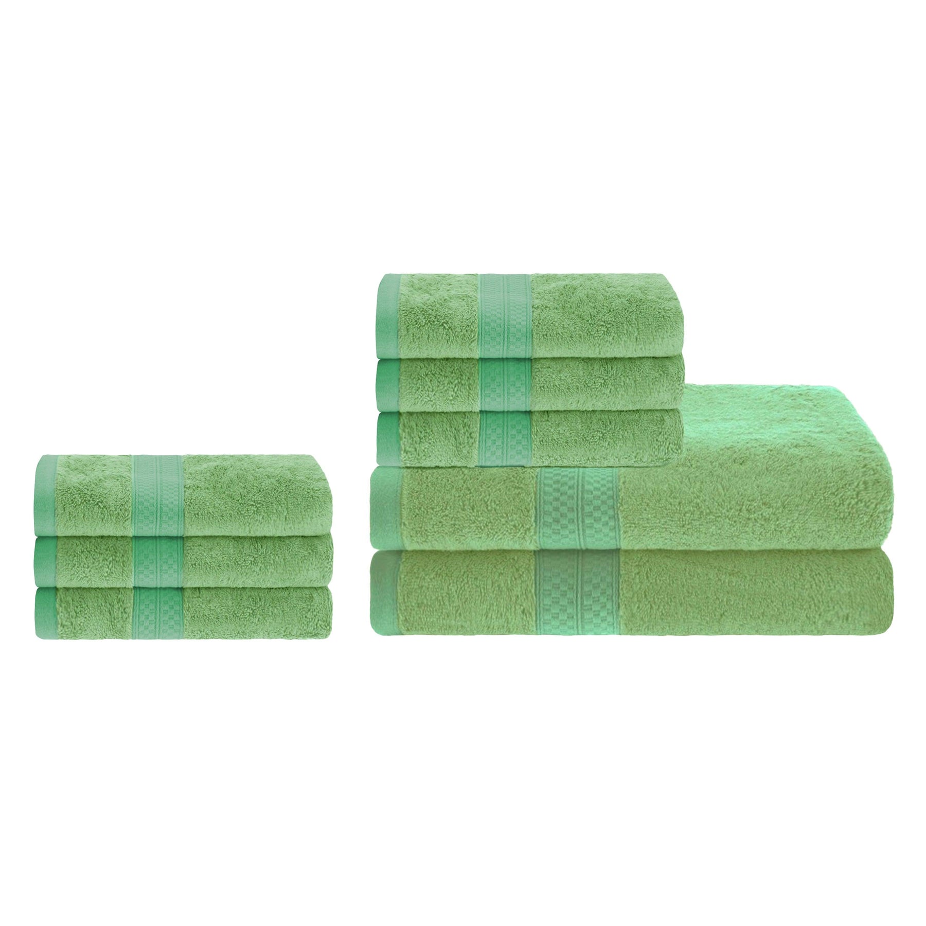 Ultra-Soft Hypoallergenic Rayon from Bamboo Cotton Blend Bath and Hand Towel Set - Spring Green