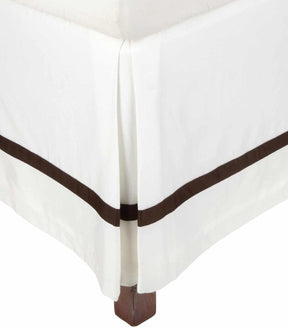 Band Border 15 Inch Drop Cotton Bedskirt - White/Choco