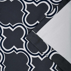 Blackout Modern Printed Bohemian Trellis Grommet Curtain Panel Set - Navy Blue
