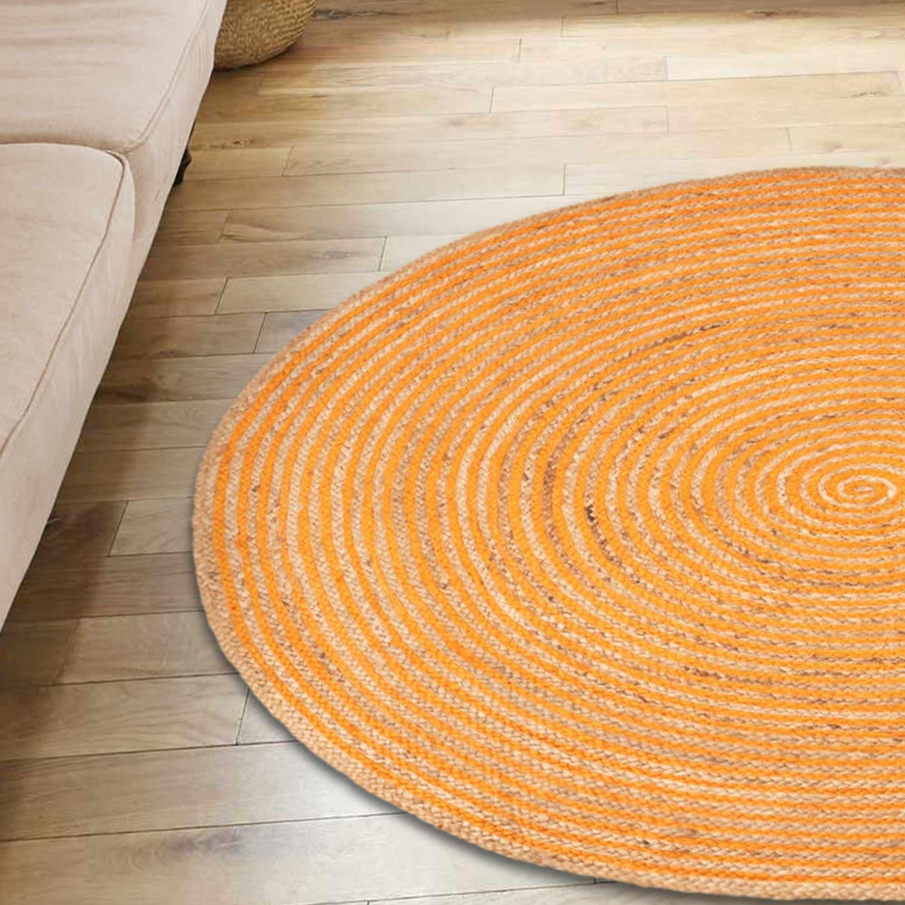  Superior Braided Round Jute Indoor Area Rug - Orange