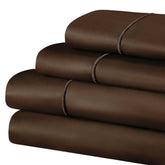 Superior Solid 1500-Thread Count Ultra-Soft Cotton Marrow Stitch Sheet Set - Choclate