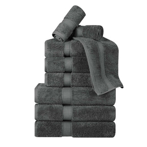 Superior Egyptian Cotton Plush Heavyweight Absorbent Luxury Soft 9-Piece Towel Set - Charcoal