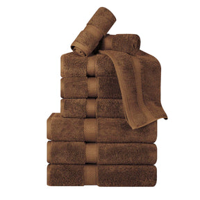 Superior Egyptian Cotton Plush Heavyweight Absorbent Luxury Soft 9-Piece Towel Set - Chocolate