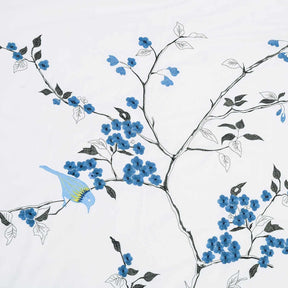 Superior Cherry Garden Embroidered Cotton Duvet Cover Set - Blue