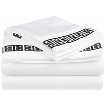 Superior Classic 200 thread Count Kendell Embroidered Cotton Deep Pocket Sheets - White/Black