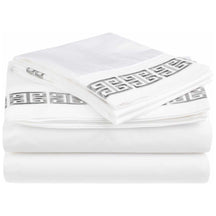 Superior Classic 200 thread Count Kendell Embroidered Cotton Deep Pocket Sheets - White/Grey