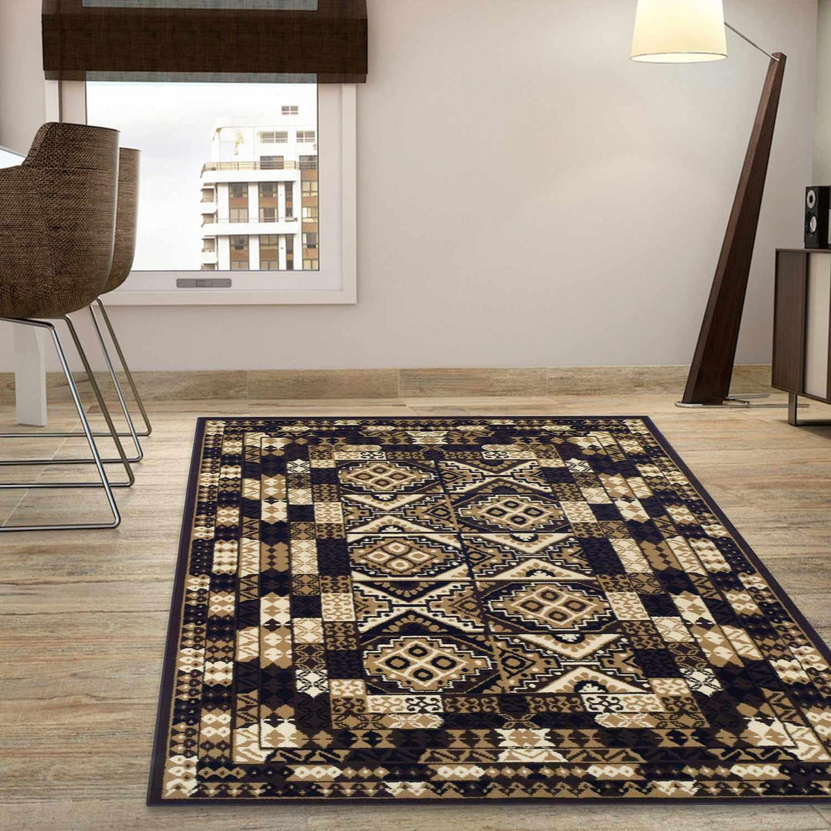 Contemporary Tribal Geometric Mosaic Area Rug-Rugs by Superior-Home City Inc