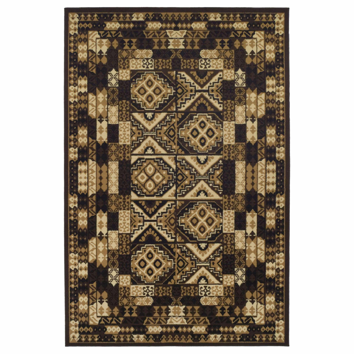 Contemporary Tribal Geometric Mosaic Area Rug-Rugs by Superior-Home City Inc