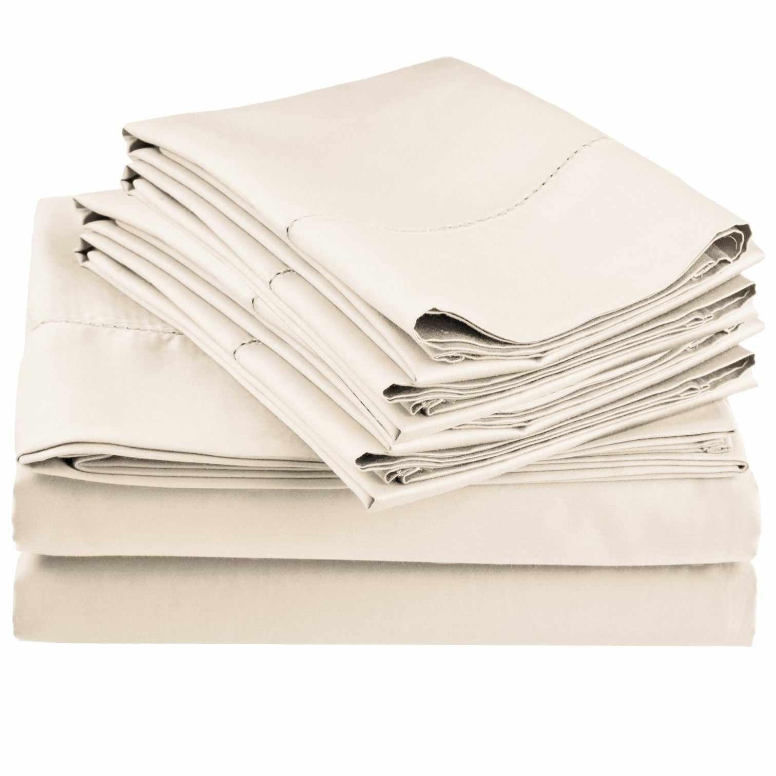 Superior Cotton Blend Deep Pocket Hemstitch Solid Sheet Set - Ivory