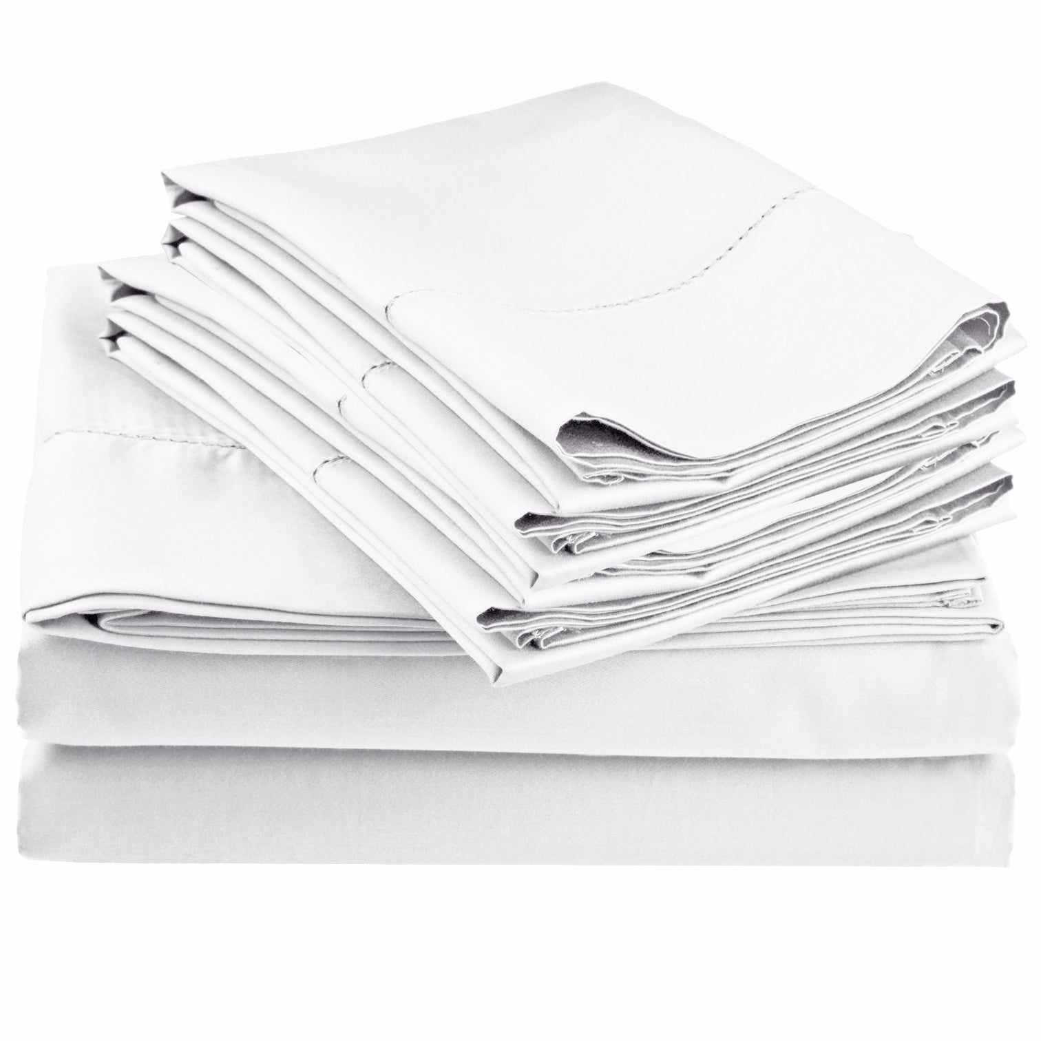 Superior Cotton Blend Deep Pocket Hemstitch Solid Sheet Set - White